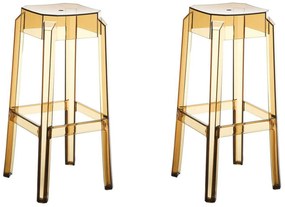 Plastová barová stolička FOX (SET 2 ks) - Hnedá transparent