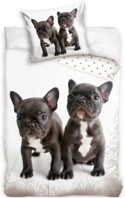 Bavlnené posteľné obliečky Dvaja buldočkovia - 100% bavlna Renforcé - 70 x 90 cm + 140 x 200 cm
