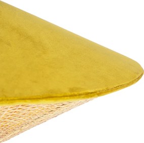 Rustikálne závesné svietidlo žltý zamat s ratanom 60 cm - Frills Can
