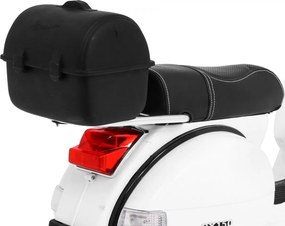Ramiz Elektrický skúter Vespa pre deti biely + pomocné kolieska + audio + ekokoža + EVA + plynulý štart