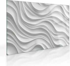 Sklenený obraz - 3D biele vlny (70x50 cm)