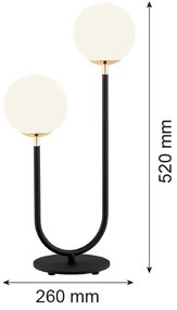 Argon 7072 - Stolná lampa FERRONE 2xE14/7W/230V čierna/biela/zlatá