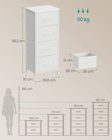 Komoda s látkovými zásuvkami Dopi 39,6 cm biela