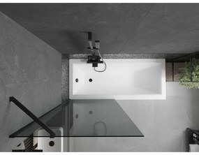 Mexen Next, vaňová zástena 1-krídlová 80 x 150 cm, fixné krídlo, 6 mm šedé sklo, čierny profil, 895-080-000-00-40-70