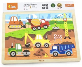 Puzzle na podstavci Viga 51463 24 dielikov - na stavbe