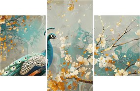 Obraz - Páv so zlatým dekorom (90x60 cm)