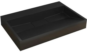 CERANO - Umývadlo z liateho mramoru Vita - nástenné aj na dosku - čierna matná - 60x37 cm, CER-CER-479857