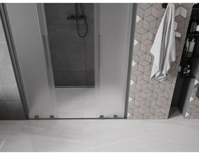 Mexen Velar L Duo, posuvné sprchové dvere do otvoru 160 cm, 8mm sklo námraza, brúsený grafit, 871-160-003-32-95
