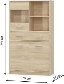 Vitrína 2D1W1S/80, dub sonoma, TEYO