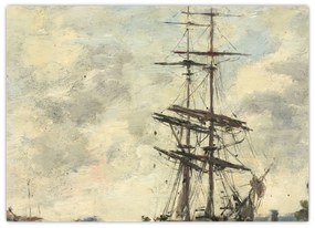 Sklenený obraz - Eugène Boudin, Ship on the Touques, reprodukcia (70x50 cm)