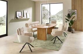 Otočná jedálenská stolička Sofia, svetlo béžová štruktúrovaná látka