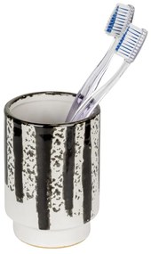 Čierno-biely keramický téglik na zubné kefky Subiza – Wenko