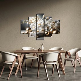Obraz - Orchidea a zlaté gule (150x105 cm)