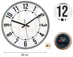 Nástěnné hodiny Oskar 30 cm bílé/šedé