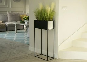 KOVOVÝ KVETINÁČ SO STOJANOM RECT 90X24X44 CM ČIERNA