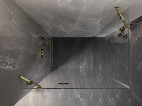 Mexen Lunar, výklopný sprchový kút ľavý 70 x 90 cm, číre sklo, zlatý profil, 834-070-090-50-00-L