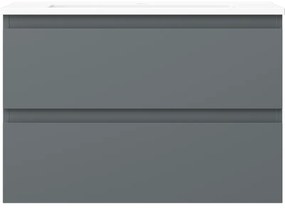 Mexen Orio, kúpeľňová skrinka 70 cm s umývadlom Otis, 2 zásuvky, grafitová matná/biela matná, 91A10-07047-2-BFF66-W18M01