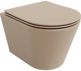 Mexen Rico, závesná toaletná misa 480x360x370 mm s pomaly padajúcim sedátkom, cappuccino matná, 30724064