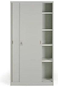 Kovová skriňa s posuvnými dverami, 4 police, 1000 x 1990 x 450 mm, svetlo sivá