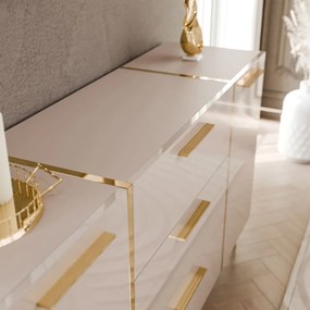 KOMODA SANTINO NA NOŽIČKÁCH KAŠMÍR LESK / ZLATÁ 158 cm