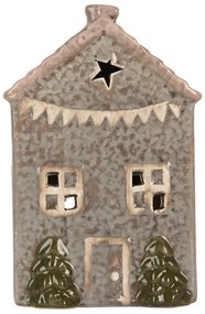 Modrý keramický domček na čajovú sviečku Lamont - 10*8*15 cm