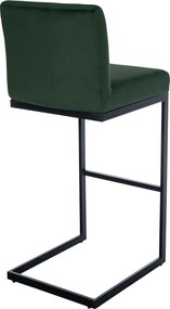 Barová stolička Hopewell B - zamat, čierny rám - zelená