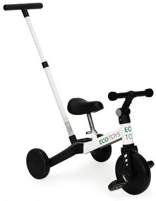 Trojkolka s vodiacou tyčou v bielej farbe Ecotoys
