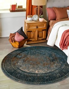 Koberec OMEGA MAMLUK tmavomodrý / hnedý kruh
