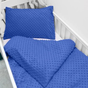 Biante Detské posteľné obliečky do postieľky Minky 3D bodky MKP-001 Modré Do postieľky 90x130 a 40x60 cm