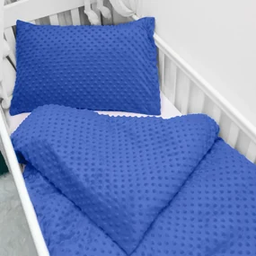 Biante Detské posteľné obliečky do postieľky Minky 3D bodky MKP-001 Modré Do postieľky 90x130 a 40x60 cm
