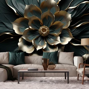 Gario Fototapeta Zlatý kvet v luxusnom štýle Materiál: Vliesová, Rozmery: 150 x 105 cm
