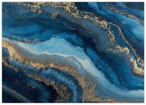 Obraz - Modrá mramorová abstrakcia (70x50 cm)