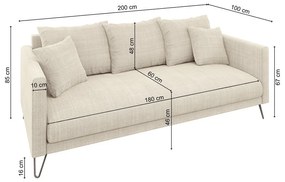 Krémová ženilková pohovka 200 cm Freya – Ropez