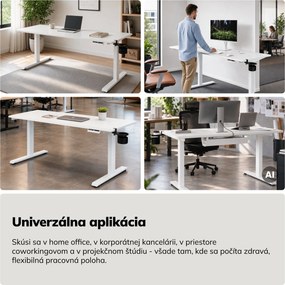 Elektrický stôl s nastaviteľnou výškou ergonomický biely,1600x800 mm: ARIA