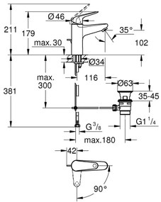 GROHE 24328001 - Umývadlová batéria SWIFT 179 mm lesklý chróm