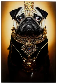 Pug obraz čierno-zlatý 40x60 cm