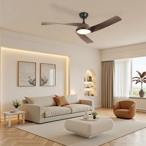 ZEVENTI - LED stropný ventilátor AERYS LED/24W/230V Wi-Fi Tuya čierna/orech + diaľkové ovládanie