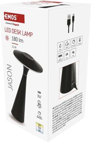 Nabíjacia stolová LED lampa Jason čierna