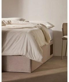 Béžová čalúnená dvojlôžková posteľ s úložným priestorom 160x200 cm Matters – Kave Home