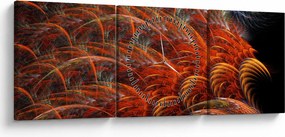 Obraz - Abstraktná imitácia peria (s hodinami) (90x30 cm)