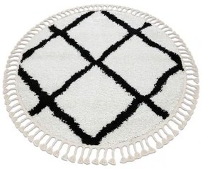 Okrúhly koberec BERBER TROIK, biela - strapce, Berber, Maroko, Shaggy Veľkosť: kruh 120 cm