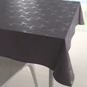 Biante Zamatový štvorcový obrus Isabela IBL-003 Rose Gold trojuholníky na sivom 110x110 cm