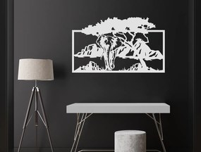 drevko Drevený obraz Slon v savane