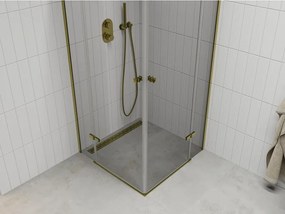 Mexen Roma Duo, sprchovací kút  80 (dvere) x 80 (dvere) cm, 6mm číre sklo, zlatý profil, 854-080-080-50-00-02