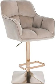 LuxuryForm DESIGN Barová stolička AMALFI VELUR na zlatej hranatej základni - latte