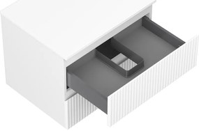 Mexen Rivel, kúpeľňová skrinka 60 cm s pracovnou doskou, 2 zásuvky, drážkovaná, biela matná, 91A20-06047-2-BFFC01