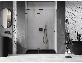 Mexen, Mexen Lunar ľavé otočné sprchové dvere 140 cm, transparentné, pištoľový kov - 834-140-000-95-00-L