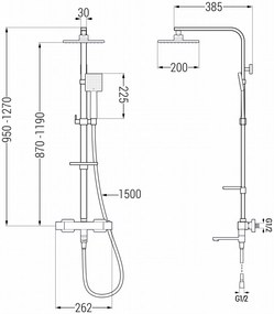 Mexen - CQ45 sprchový set s termostatickou batériou Cube, čierna,779104595-70