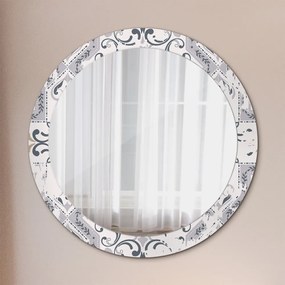 Okrúhle ozdobné zrkadlo na stenu Retro dlaždice fi 80 cm
