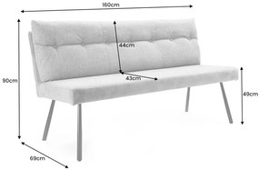 Sedacia lavička BIG GEORGE 160 cm – kombinácia vláknovej látky a velvetu, antracitová